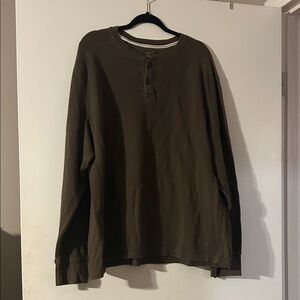 Faded Glory Olive Waffle-Knit Henley Long Sleeve make an offer